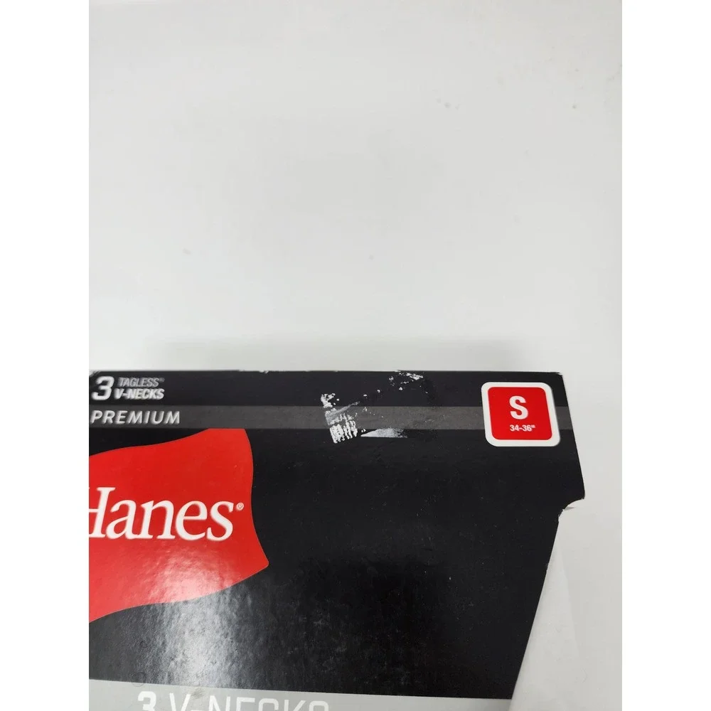 Hanes Mens Sweat Block V-Neck Undershirts White Cotton Blend Athletic Size Small